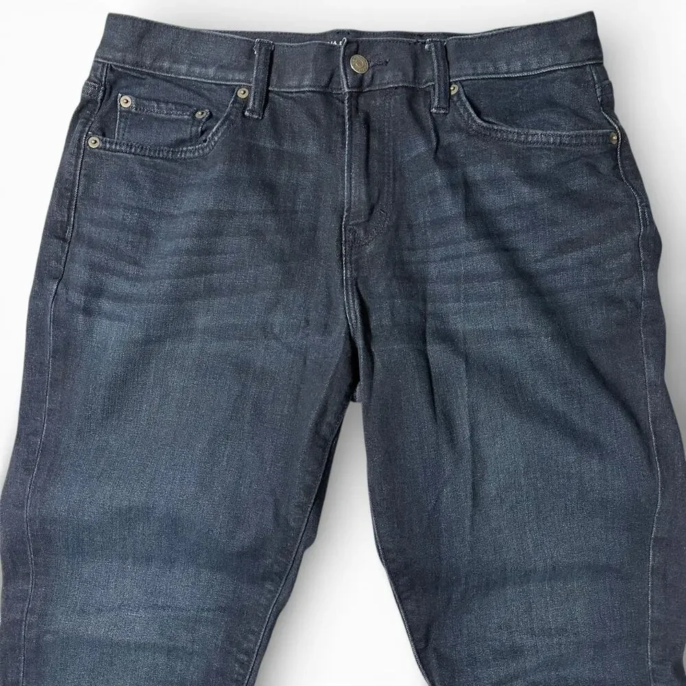 Banana Republic Travel Jeans Mens Actual Size 33x31 Blue Athletic Fit Dark Wash
